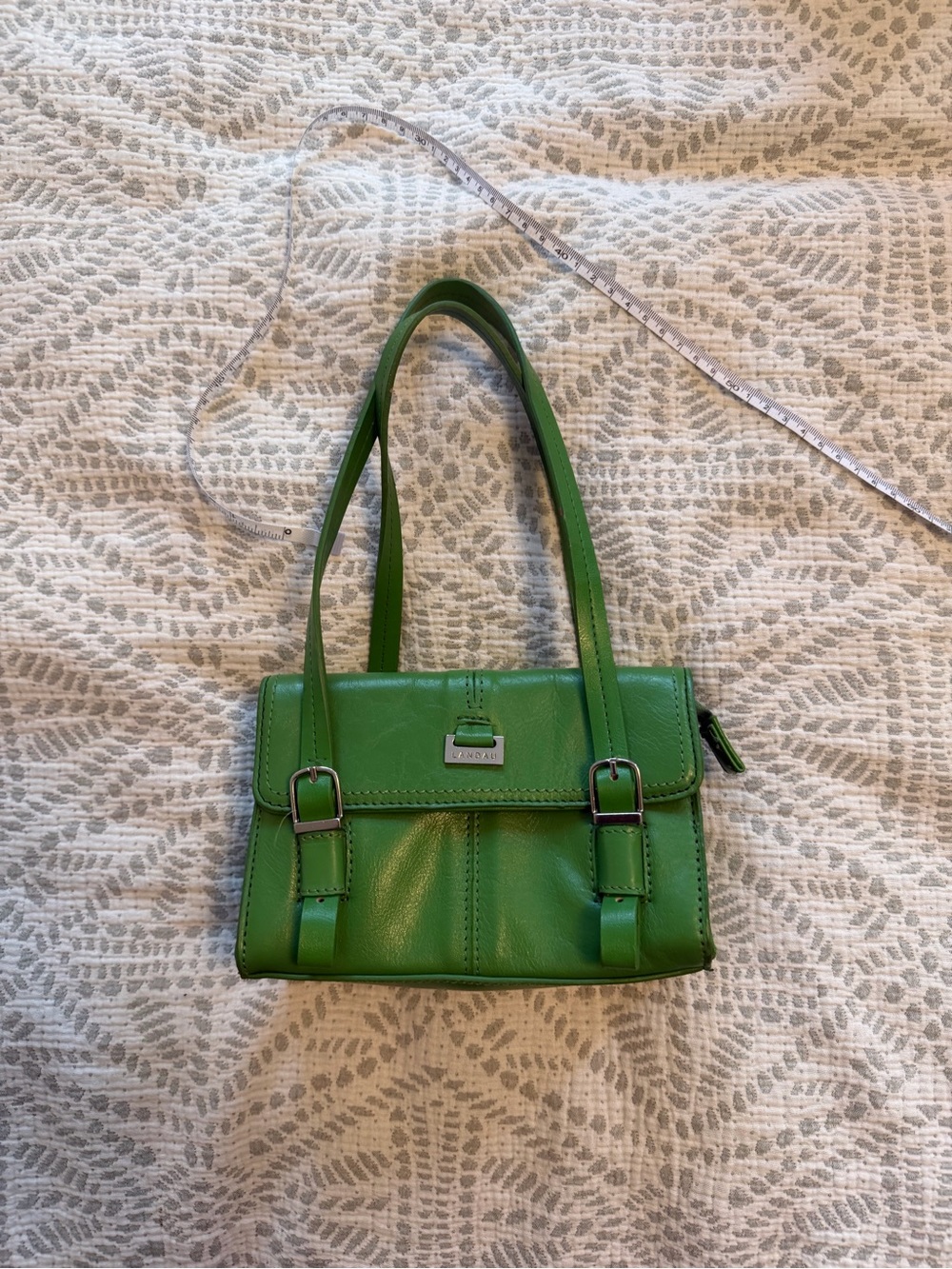 Landau Genuine Leather Green Mini Shoulder Bag Y2K